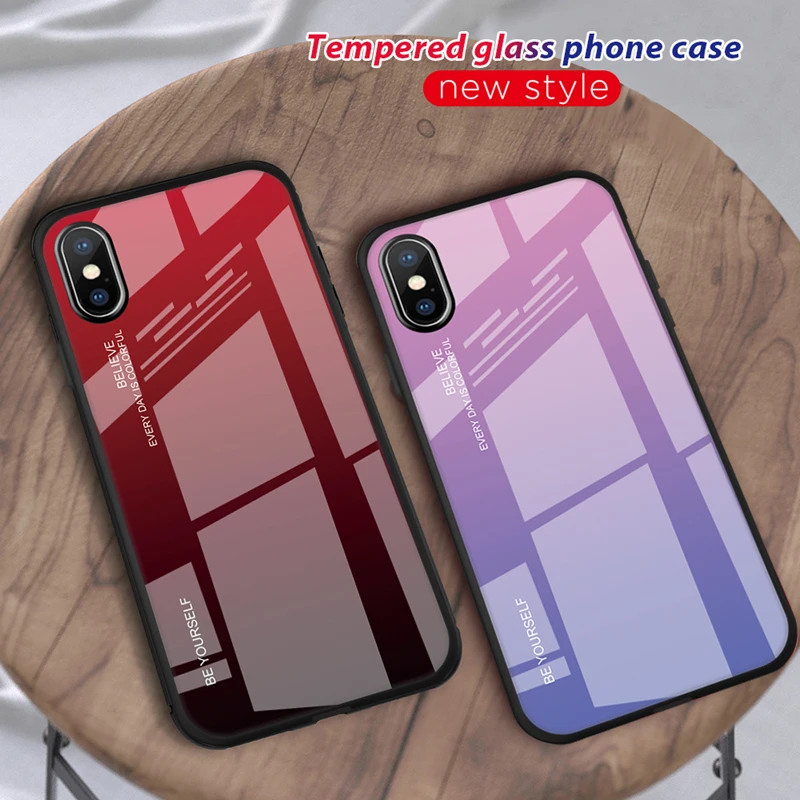 Gradient Tempered Glass Case For iPhone XR 7 8 6 6s Plus on the For iPhone X XS XS Max Phone Cases Cover Protective Fundas
Gradient Tempered Glass Case For iPhone XR 7 8 6 6s Plus on the For iPhone X XS XS Max Phone Cases Cover Protective Fundas