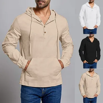Spring and Autumn 2019 Men's shirt camisas hombre Men's Loose Cotton Blend Solid Color Hooded Button Long Sleeve Shirt Blouse
Spring and Autumn 2019 Men's shirt camisas hombre Men's Loose Cotton Blend Solid Color Hooded Button Long Sleeve Shirt Blouse
