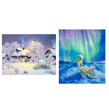 2 set Diamond Rhinestones Diamond Embroidery Winter Painting Cross Stitch Gift-Snow Scene & Two Little Polar Bears 
2 set Diamond Rhinestones Diamond Embroidery Winter Painting Cross Stitch Gift-Snow Scene & Two Little Polar Bears