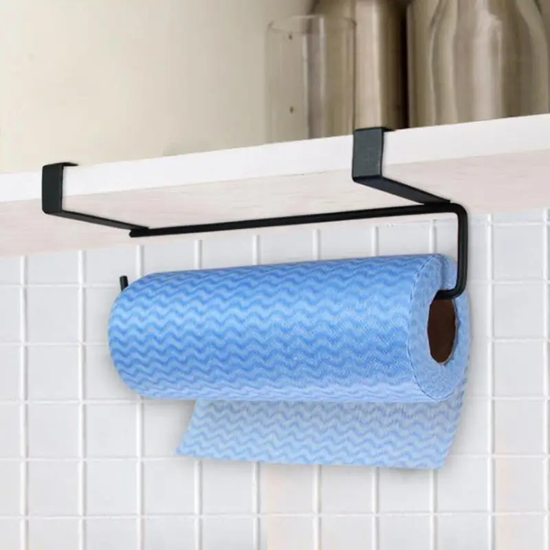 Black Simple Iron Towel Rag Holder Shelf Kitchen Bathroom Rack Stand Socks Hanger Wipes Cloths Dishcloth Cleaning Cloth Drying Rags Hanging Organizer Stainless Steel Multi-Purpose Practical