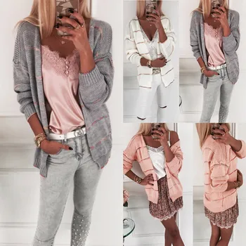 Women Knitted Cardigan sweater Long Sleeve Knitting Cardigan Simple Autumn Winter Casual Loose Sweater Coat Tops J55
Women Knitted Cardigan sweater Long Sleeve Knitting Cardigan Simple Autumn Winter Casual Loose Sweater Coat Tops J55