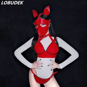 Bar Nightclub Women Set Performance Dance Outfit White Mesh Bodysuit Red Bikini 3 Pieces Stage Wear Sexy Dance Costume 2019 New
Bar Nightclub Women Set Performance Dance Outfit White Mesh Bodysuit Red Bikini 3 Pieces Stage Wear Sexy Dance Costume 2019 New