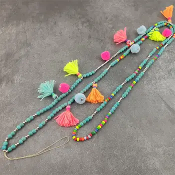 Boho Statement Stone Beaded Mobile Phone Chain Necklace Ethnic Style Colorful Wood Beads Tassel Layered Fashion Necklace
Boho Statement Stone Beaded Mobile Phone Chain Necklace Ethnic Style Colorful Wood Beads Tassel Layered Fashion Necklace