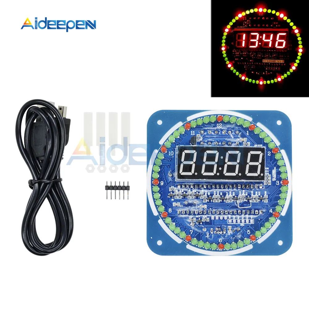 Rotating DS1302 Digital LED Display Module Alarm Electronic Digital Clock LED Temperature Display DIY Kit SCM Learning Board 5V
Rotating DS1302 Digital LED Display Module Alarm Electronic Digital Clock LED Temperature Display DIY Kit SCM Learning Board 5V