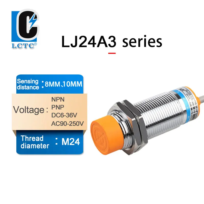 

LJ24A3-10 BX AX BY AY EX DX EZ DZ Inductive Proximity Sensor Switch PNP NPN DC 6V-36V AC 90-250V 8mm 10mm M24