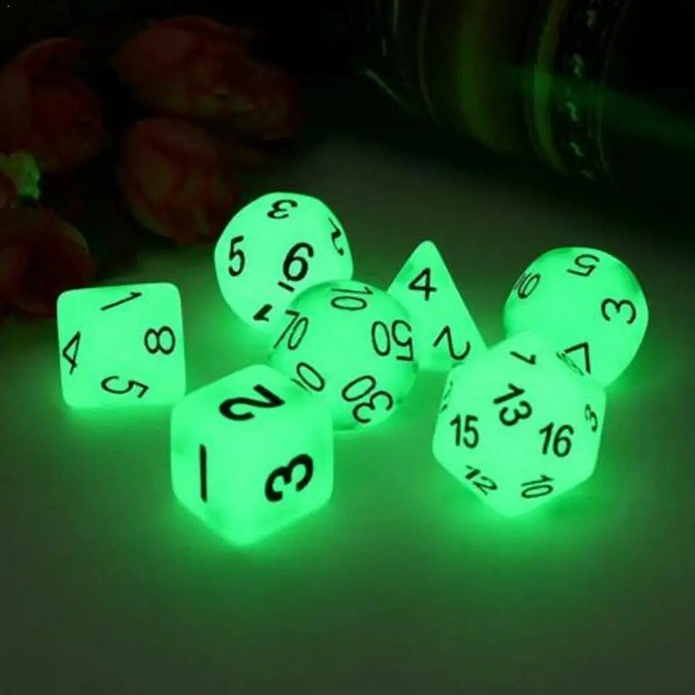 Фото 7psc/set Luminous Mini Dice Polyhedral Sided Multi-faceted DND Game Set Board For Dungeons E4D3 | Игрушки и хобби