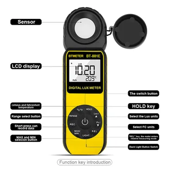 BTMETER BT-881E Digital Illuminance Measure Lights 0.01~300,000 Lux Rotated Sensor Light Meter for Plants LED Lights,etc
BTMETER BT-881E Digital Illuminance Measure Lights 0.01~300,000 Lux Rotated Sensor Light Meter for Plants LED Lights,etc