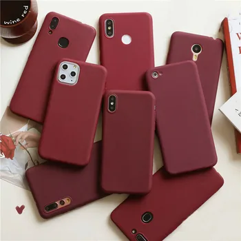 

Wine Red Case For Samsung Galaxy J3 J5 J7 J6 J4 2016 2017 2018 A50 A30 A10 A40 A6 A70 A7 A8 Plus J2 Prime J8 Cover Soft TPU