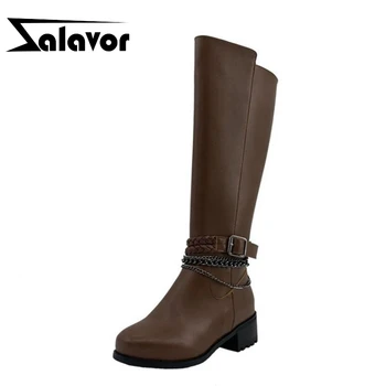 ZALAVOR Mid Calf Boots Women Round Toe Thick Heel Zipper Buckle Chain Ridding Boots Brown Winter Autumn Botas Size 34-43
ZALAVOR Mid Calf Boots Women Round Toe Thick Heel Zipper Buckle Chain Ridding Boots Brown Winter Autumn Botas Size 34-43