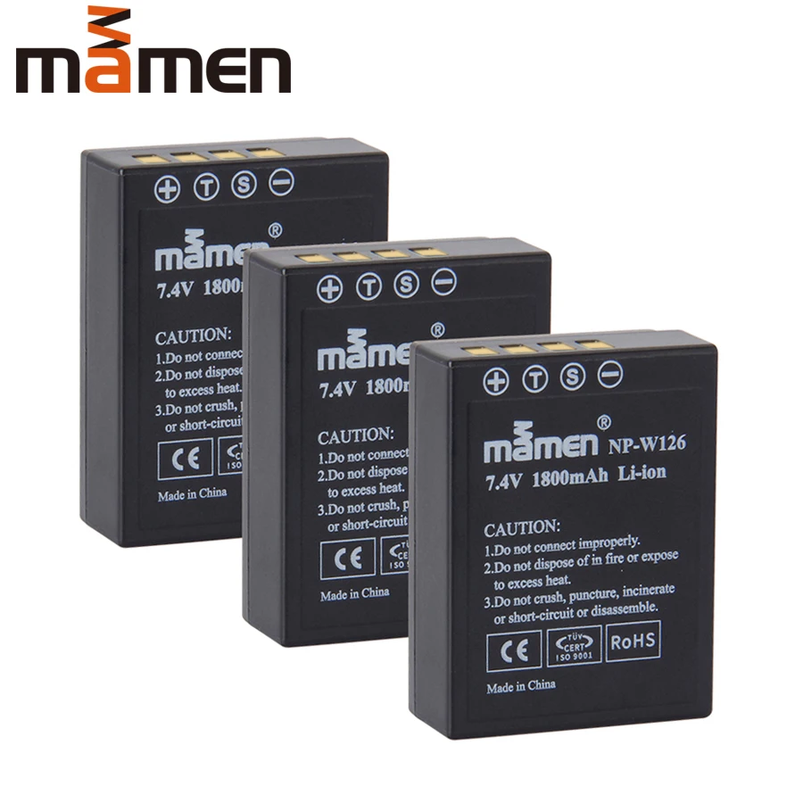 

Mamen 3pcs NP-W126 NPW126 NP-W126S Digital Battery for FUJI fujifilm X Pro2 Pro1 E1 E2 E2S 100F M1 A1 A2 T1 T2 T10 T20 Batteries