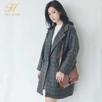 H Han Queen Winter Thicken Office Ladies Plaid Women Blazer Notched Collar Long Jacket 2020 New Simple Casual Female Suits Coat
H Han Queen Winter Thicken Office Ladies Plaid Women Blazer Notched Collar Long Jacket 2020 New Simple Casual Female Suits Coat