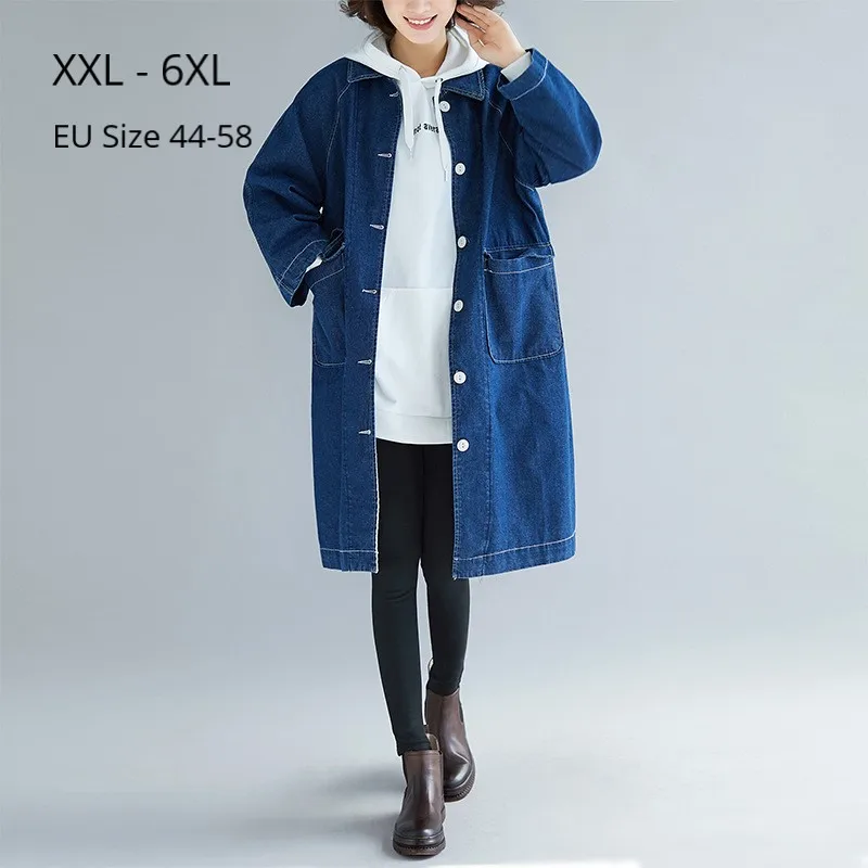 Plus Size 6XL 5XL 4XL Women Long Sleeves Autumu Spring Coat Vintage Turndown Collar Windbreaker Trench Coats Long Denim Cardigan
Plus Size 6XL 5XL 4XL Women Long Sleeves Autumu Spring Coat Vintage Turndown Collar Windbreaker Trench Coats Long Denim Cardigan