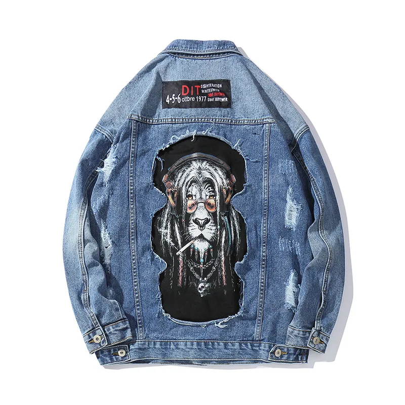 ABOORUN Mens Denim Jacket Lion Patchwork Printed Jeans Jacket Oversized Hip Hop Streetwear Outwear Male R2465
ABOORUN Mens Denim Jacket Lion Patchwork Printed Jeans Jacket Oversized Hip Hop Streetwear Outwear Male R2465