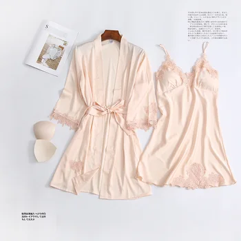 Silk 2 Piece Sleepwear Sets Robe Women Pijamas Dress Long Sleeve Nightgown Lounge Wear Set Womens Clothing Satin Home Clothes
Silk 2 Piece Sleepwear Sets Robe Women Pijamas Dress Long Sleeve Nightgown Lounge Wear Set Womens Clothing Satin Home Clothes