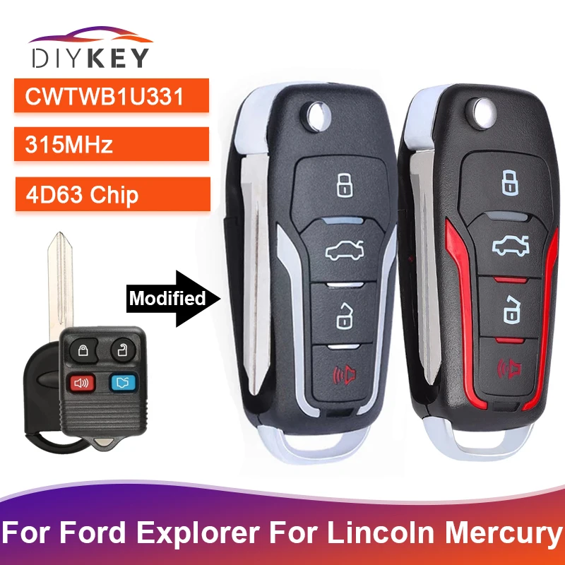 Модифицированный дистанционный автомобильный флип-ключ DIYKEY CWTWB1U331 для Ford F150 Explorer