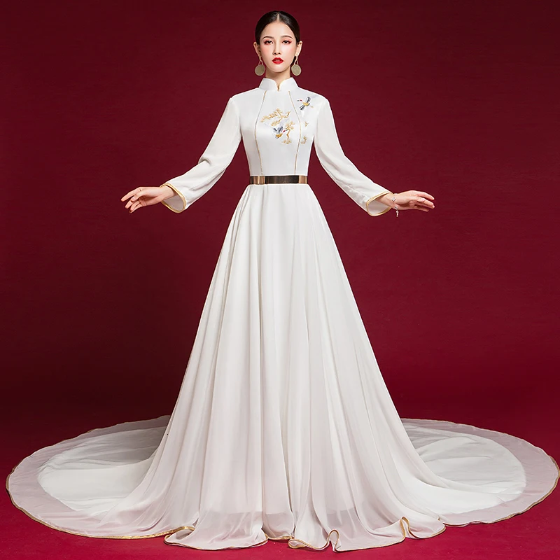 White Evening Dress Temperament Noble Thin In National Customs Adult Go Excellent Cheongsam Full Dress Woman Host Long Fund
White Evening Dress Temperament Noble Thin In National Customs Adult Go Excellent Cheongsam Full Dress Woman Host Long Fund