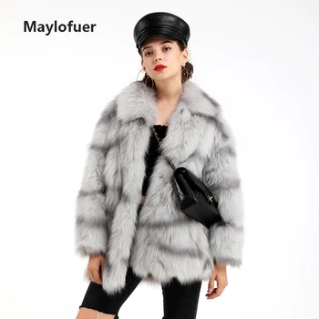 Maylofuer 2019 New Real Fox Fur Jacket with Collar Striped Leopard Print Fashion White Fox Fur Coats for Woman Warm 
Maylofuer 2019 New Real Fox Fur Jacket with Collar Striped Leopard Print Fashion White Fox Fur Coats for Woman Warm
