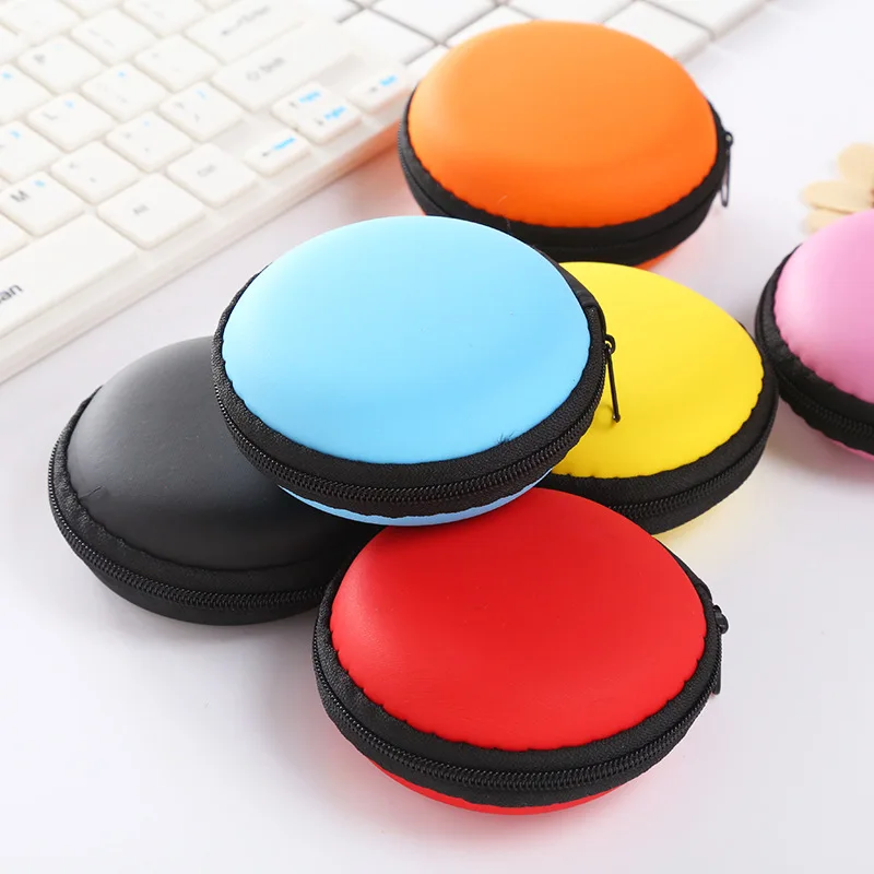 

Round Carrying Zipper Storage Bag Protective Headphone Pouch Headset Box Data Cable Storage Bag Earbuds USB Cable Organizer