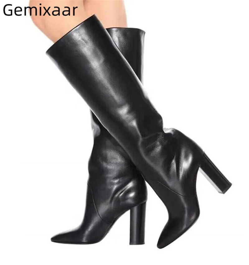 Women Shoes 2019 Autumn New Genuine Leather High Heel Bottes Point Toe Knee-High Plus Size New Coming Women Boots Majuer 34-41
Women Shoes 2019 Autumn New Genuine Leather High Heel Bottes Point Toe Knee-High Plus Size New Coming Women Boots Majuer 34-41