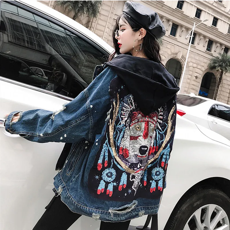 Autumn Denim Jacket Oversize Women Large Size Sequins Pattern Back Streetwear Women Clothes Plus Size Jean Woman Windbreaker
Autumn Denim Jacket Oversize Women Large Size Sequins Pattern Back Streetwear Women Clothes Plus Size Jean Woman Windbreaker
