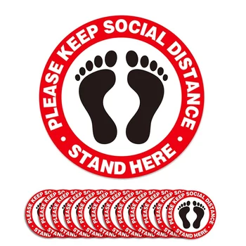 Floor Stickers Large Size 11Inch Maintain 6 Feet Distance Safety Floor Marker Public Places,Waterproof,12 Pack 
Floor Stickers Large Size 11Inch Maintain 6 Feet Distance Safety Floor Marker Public Places,Waterproof,12 Pack
