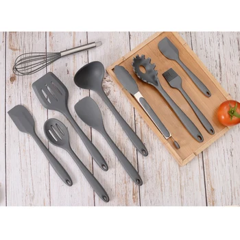 10 Pcs Kitchen Utensil Set Silicone Cooking Utensils Non-stick Spatula Gray Wooden Handle with Storage Box Kitchen Tools
10 Pcs Kitchen Utensil Set Silicone Cooking Utensils Non-stick Spatula Gray Wooden Handle with Storage Box Kitchen Tools