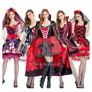 Halloween Scary Cosplay Costume for Women Carnival Party Day of The Dead Gothic Horror Fancy Vampire Witch Lace Ruffle Dress Set
Halloween Scary Cosplay Costume for Women Carnival Party Day of The Dead Gothic Horror Fancy Vampire Witch Lace Ruffle Dress Set