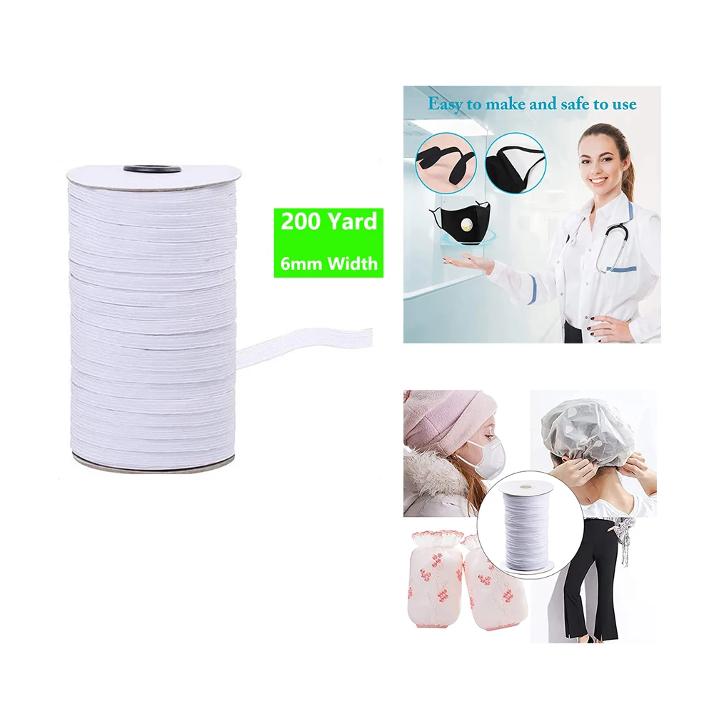 200 Yards 6mm Mouth Mask Elastic Band Mask Rope Rubber Band String Mask Ear Cord Elastic Band DIY Clothing Craft Accessories
200 Yards 6mm Mouth Mask Elastic Band Mask Rope Rubber Band String Mask Ear Cord Elastic Band DIY Clothing Craft Accessories