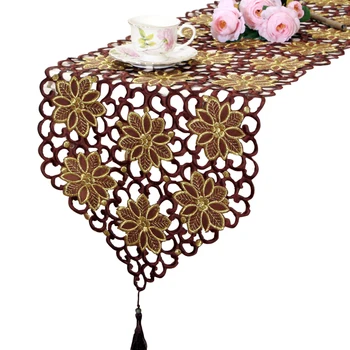 

Multifunction Party Embroidered Table Runners For Christmas With Tassels Rectangle Dustproof Hotel Wedding Reception Dining Room