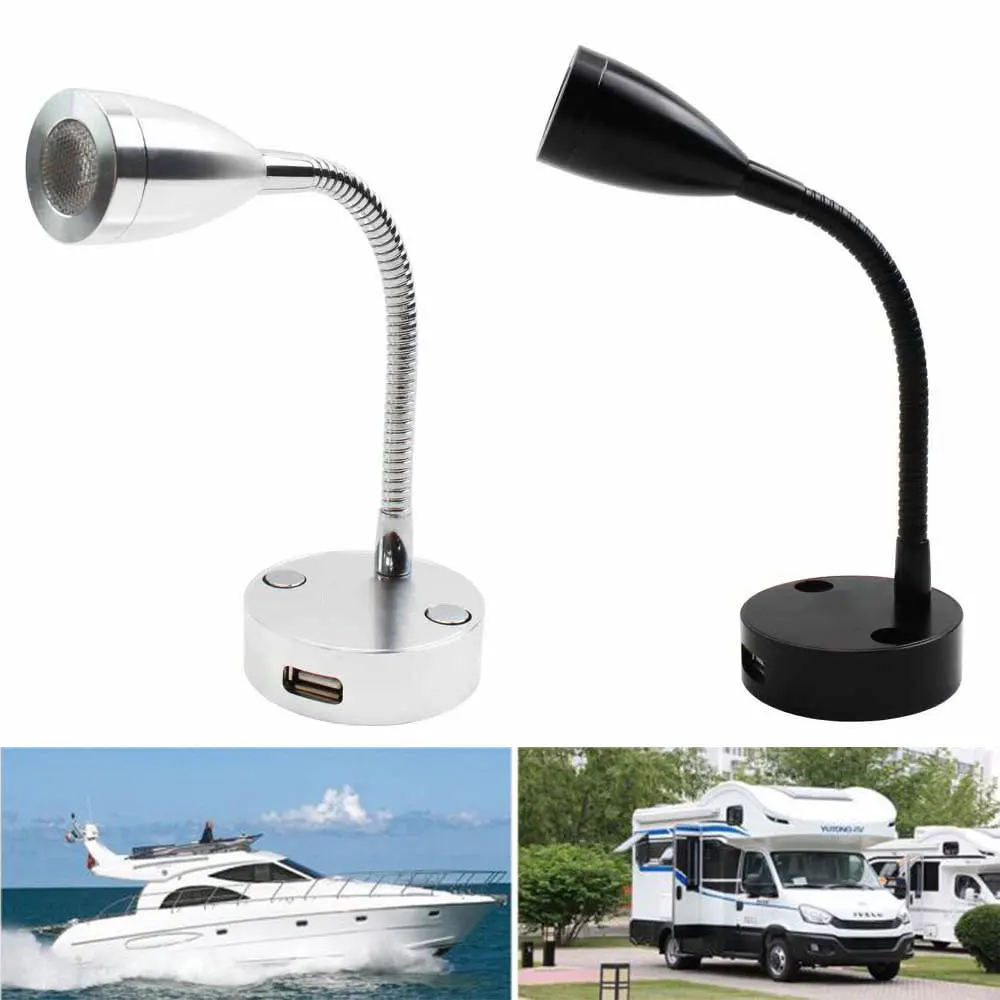 3W LED Dimmable Flexible Bedroom Interior Reading Lights Hose RV Boat Wall Sconce Lamp Truck Yachts Cabin Light Fixture With USB
3W LED Dimmable Flexible Bedroom Interior Reading Lights Hose RV Boat Wall Sconce Lamp Truck Yachts Cabin Light Fixture With USB