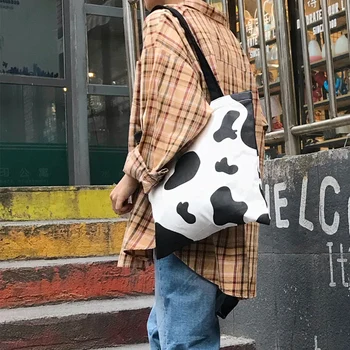 Reusable Canvas Shoulder Bags For Women 2020 Cow Milk Print Pattern Large Capacity Tote Bags Female Daily Shopping Travel Bag
Reusable Canvas Shoulder Bags For Women 2020 Cow Milk Print Pattern Large Capacity Tote Bags Female Daily Shopping Travel Bag