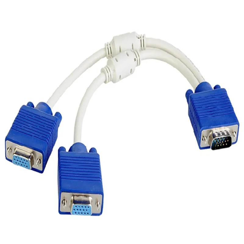 Elistooop VGA Cable Splitter 1 Computer Dual 2 Monitor 15Pin two Ports Male To Female Adapter For PC TV | Электроника