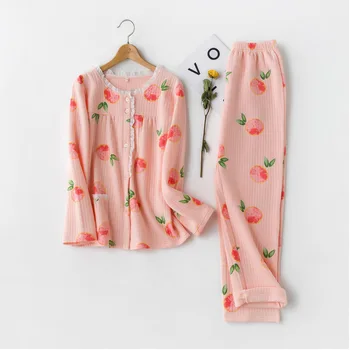 Cotton Winter Pajamas For Women Long Sleeve Orange Printing 2 Pieces Pajamas Set Sexy Lace Round Neck Female Sleepwear Home Suit
Cotton Winter Pajamas For Women Long Sleeve Orange Printing 2 Pieces Pajamas Set Sexy Lace Round Neck Female Sleepwear Home Suit