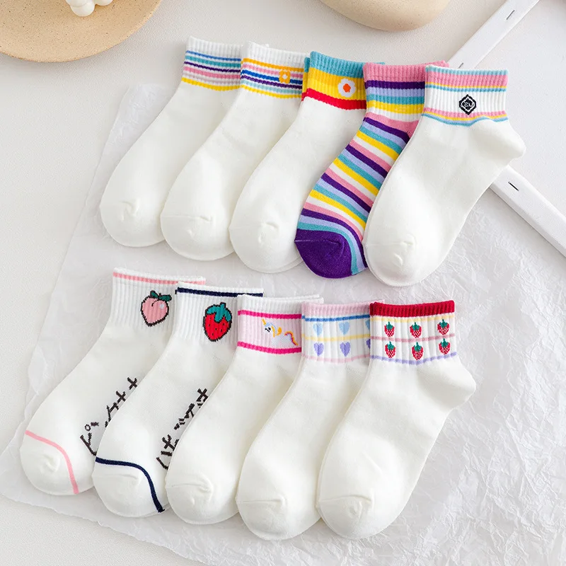 Spring Summer Japanese and Korea Cute Fruit Strawberry Leisure School wind Cotton Socks Women Rainbow Harajuku Short Socks
Spring Summer Japanese and Korea Cute Fruit Strawberry Leisure School wind Cotton Socks Women Rainbow Harajuku Short Socks
