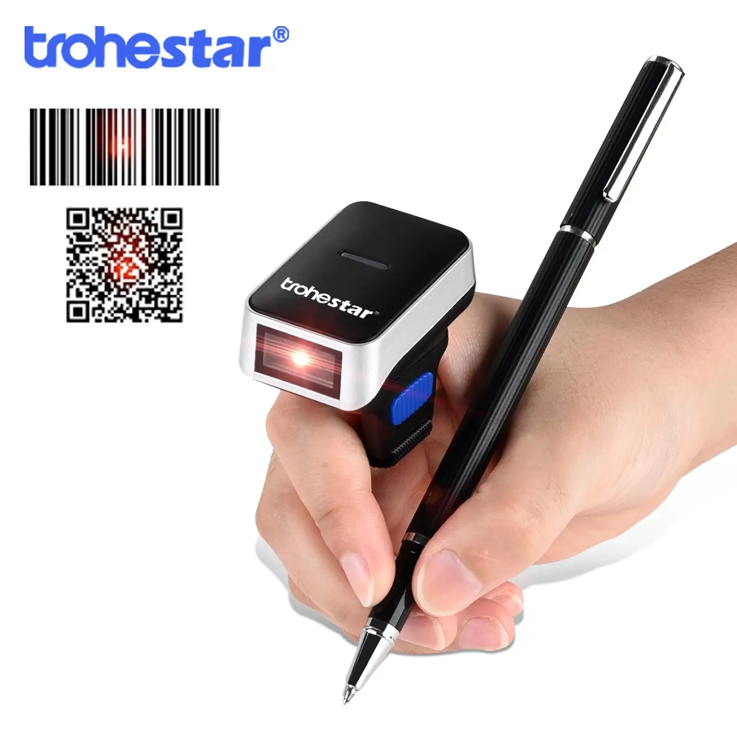 Trohestar Wireless Finger Scanner 2D Portable QR Code Ring Barcode Scanner Wearable Mini Bar Code Reader Bluetooth Scanners
Trohestar Wireless Finger Scanner 2D Portable QR Code Ring Barcode Scanner Wearable Mini Bar Code Reader Bluetooth Scanners