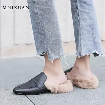 MNIXUAN Comfortable Shoes Woman 2019 autumn winter new Round Toe Flat Loafers genuine leather slip on mules with fur size 40 
MNIXUAN Comfortable Shoes Woman 2019 autumn winter new Round Toe Flat Loafers genuine leather slip on mules with fur size 40