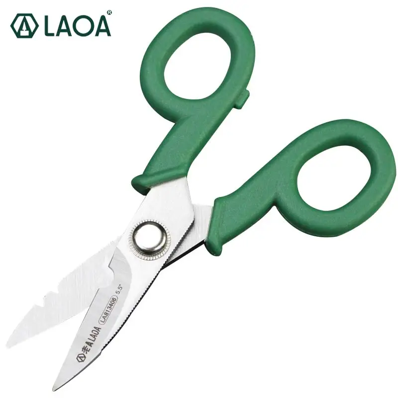 

LAOA 5.5 Inch Stainless Scissors Household Shears Tools with Tape Electrician Scissors Stripping Wire Tools Cut Wires