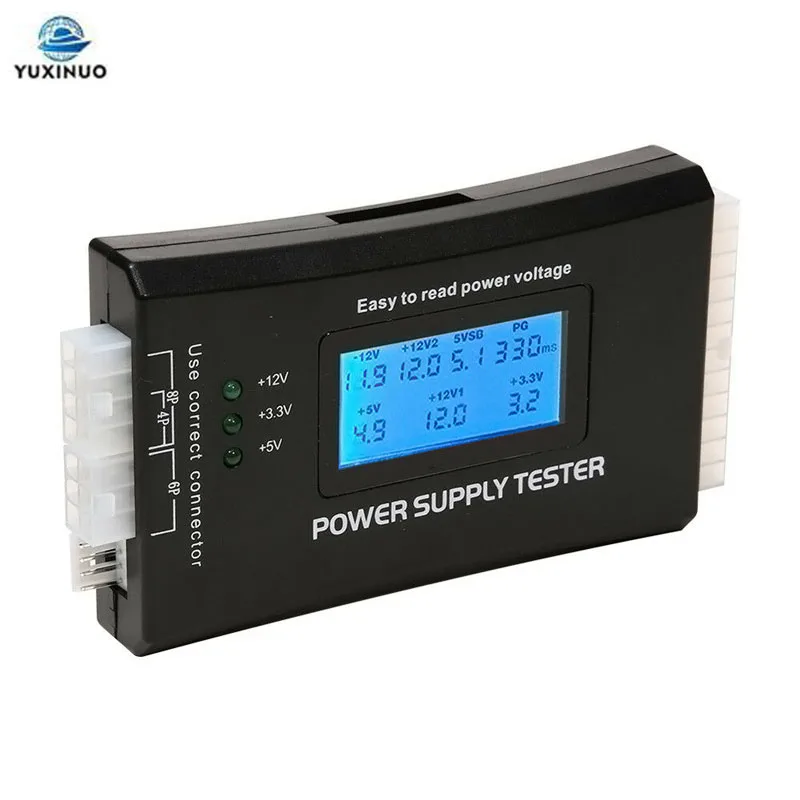 

Digital LCD Power Bank Supply Tester PC 20/24 Pin 4 PSU ATX BTX ITX SATA HDD Power Supply Tester fit 4/8/24/ATX 20 Pin Interface
