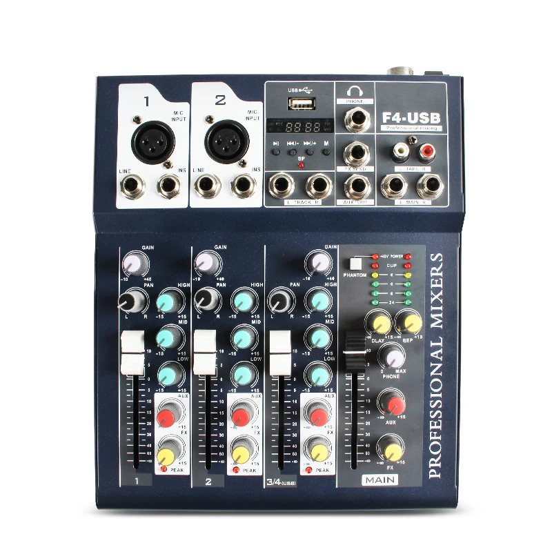 Sound Mixing Console Record 48V Phantom Power Monitor AUX Paths Plus Effects 4 Channels Audio Mixer with USB F4
Sound Mixing Console Record 48V Phantom Power Monitor AUX Paths Plus Effects 4 Channels Audio Mixer with USB F4