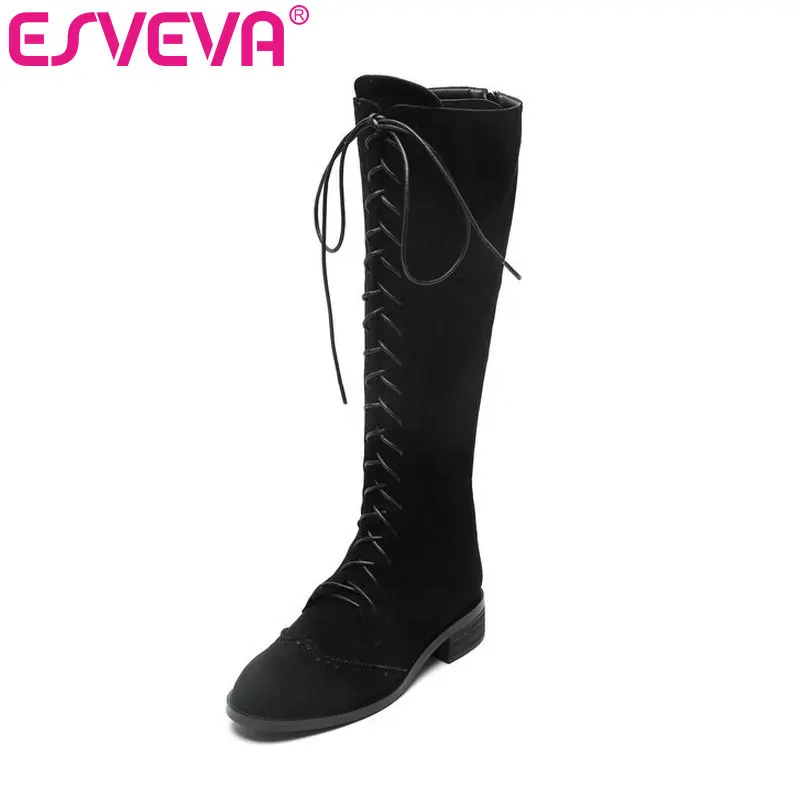 ESVEVA 2020 Cow Suede + PU Buckle Winter Comfort Knee High Boots Fashion Square Heel Round Toe Zipper Women Shoes Size 34-40
ESVEVA 2020 Cow Suede + PU Buckle Winter Comfort Knee High Boots Fashion Square Heel Round Toe Zipper Women Shoes Size 34-40