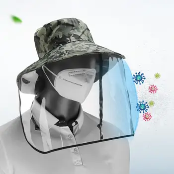 Camouflage Anti-Spitting Anti-Sun Bucket Hat Detachable Party Face Shield Foldable Sun Protection transparent face Visor Mask
Camouflage Anti-Spitting Anti-Sun Bucket Hat Detachable Party Face Shield Foldable Sun Protection transparent face Visor Mask