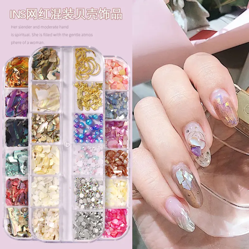 12 Grids Mix Color Natural Rhinestone For Nails 3D Gradient Broken Shell Slices Nail Art Decorations Nail Glitter Accessories
12 Grids Mix Color Natural Rhinestone For Nails 3D Gradient Broken Shell Slices Nail Art Decorations Nail Glitter Accessories