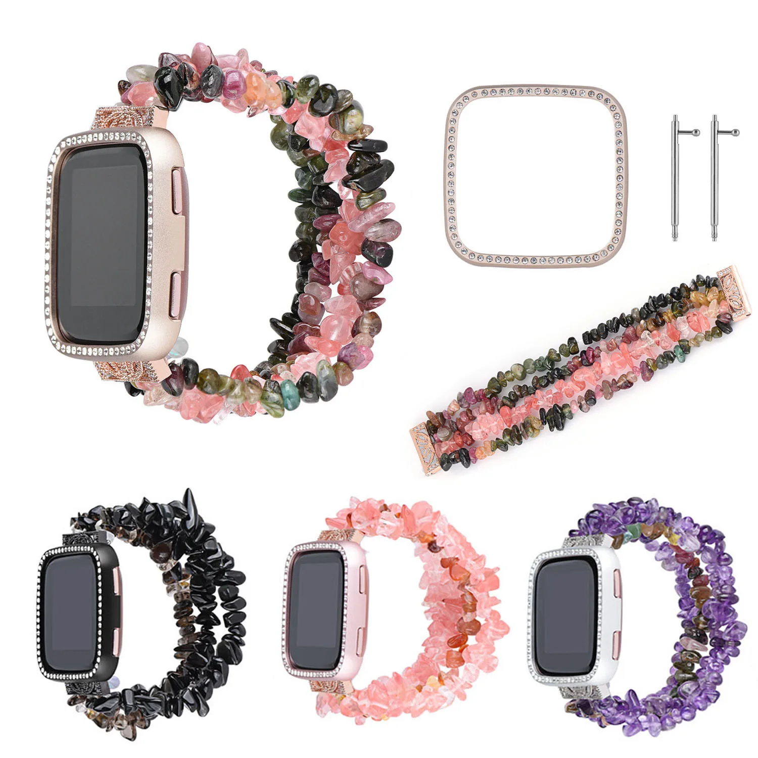 Gems Stones Watch Strap Bling Diamond Bangle Strap for Fitbit Versa Smart Watch Band Replacement Wristband Bracelet with Cover
Gems Stones Watch Strap Bling Diamond Bangle Strap for Fitbit Versa Smart Watch Band Replacement Wristband Bracelet with Cover