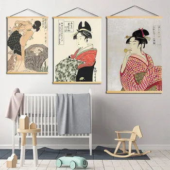 Nordic Style Print Painting Solid Wood Hanging Scrolls Japanese Kimono Woman Canvas Wall Art Modern Bedroom Poster Home Decor
Nordic Style Print Painting Solid Wood Hanging Scrolls Japanese Kimono Woman Canvas Wall Art Modern Bedroom Poster Home Decor