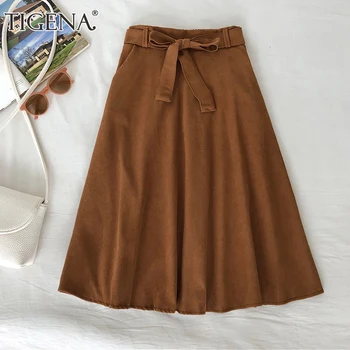 TIGENA Basic All Match Midi Skirt Women with Bow Belt 2019 Autumn Korean Fashion Knee Length A Line High Waist Skirt Female
TIGENA Basic All Match Midi Skirt Women with Bow Belt 2019 Autumn Korean Fashion Knee Length A Line High Waist Skirt Female