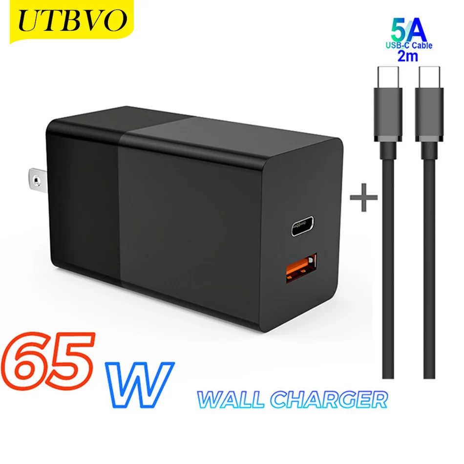 UTBVO Dual Port GaN Fast Charger with 65W USB C Power Adapter, Type C Wall Charger for iPhone 12 11, iPad Pro, Pixel, Galaxy S10
UTBVO Dual Port GaN Fast Charger with 65W USB C Power Adapter, Type C Wall Charger for iPhone 12 11, iPad Pro, Pixel, Galaxy S10