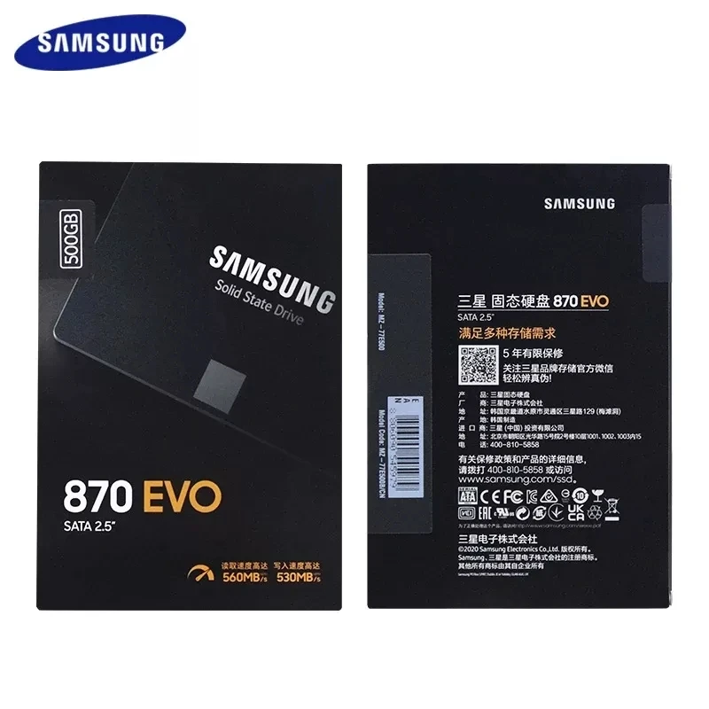 

SAMSUNG SSD 870 EVO 250GB 500GB Internal Solid State Disk HDD Hard Drive SATA 2.5 250 GB 1TB 2TB Inch Laptop Desktop PC