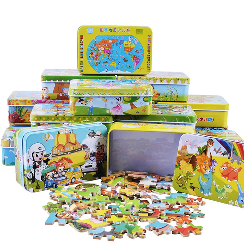 DIY Creative 60 Pieces Wooden Puzzle Cartoon Animal Jigsaw Iron Box Early Educational Learning Toys Gifts For Children Kids Baby
DIY Creative 60 Pieces Wooden Puzzle Cartoon Animal Jigsaw Iron Box Early Educational Learning Toys Gifts For Children Kids Baby