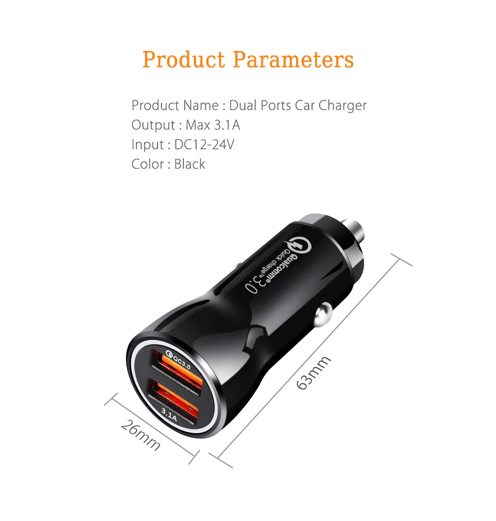 2 Port Fast Charger Universal 3.0 2.0 USB Mobile Phone Car-Charger For Xiaomi Redmi iPhone Samsung Huawei Cellphone 3.1A Adapter
2 Port Fast Charger Universal 3.0 2.0 USB Mobile Phone Car-Charger For Xiaomi Redmi iPhone Samsung Huawei Cellphone 3.1A Adapter
