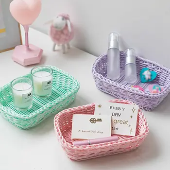 Plastic Storage Baskets Macaron Color Wicker Woven Desktop Cosmetic Organition Bread Tray Serving For Food Home Photo Props
Plastic Storage Baskets Macaron Color Wicker Woven Desktop Cosmetic Organition Bread Tray Serving For Food Home Photo Props